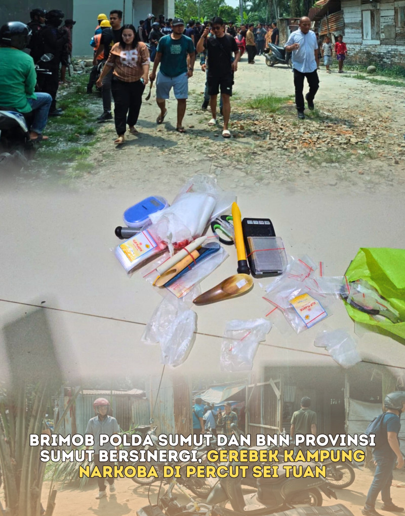 Kampung Narkoba di Percut Sei Tuan Digerebek Brimob Polda Sumut dan BNN Provinsi Sumut