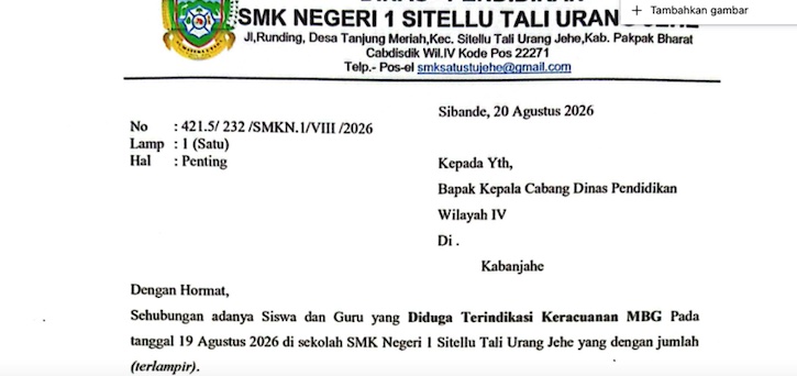 5 Guru dan 11 Siswa SMKN 1 Sibande &ndash; Pakpak Bharat Alergi Keracunan MBG