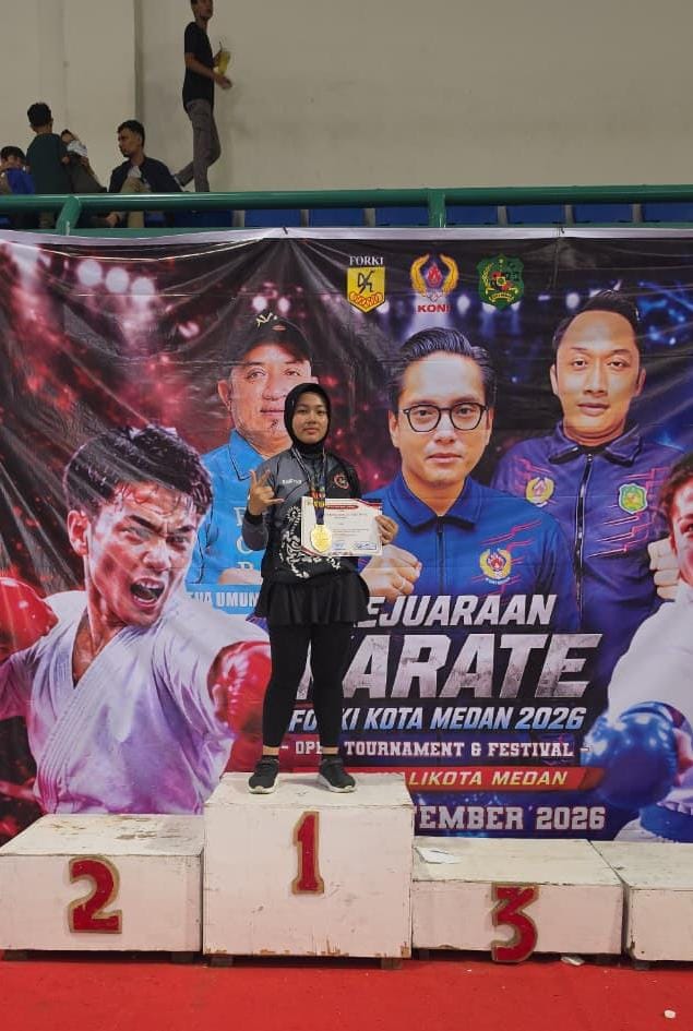Hanifah Az Zahra, Atlet Dojo Alfarizi Sabet Medali Emas di Kejuaraan FORKI Medan