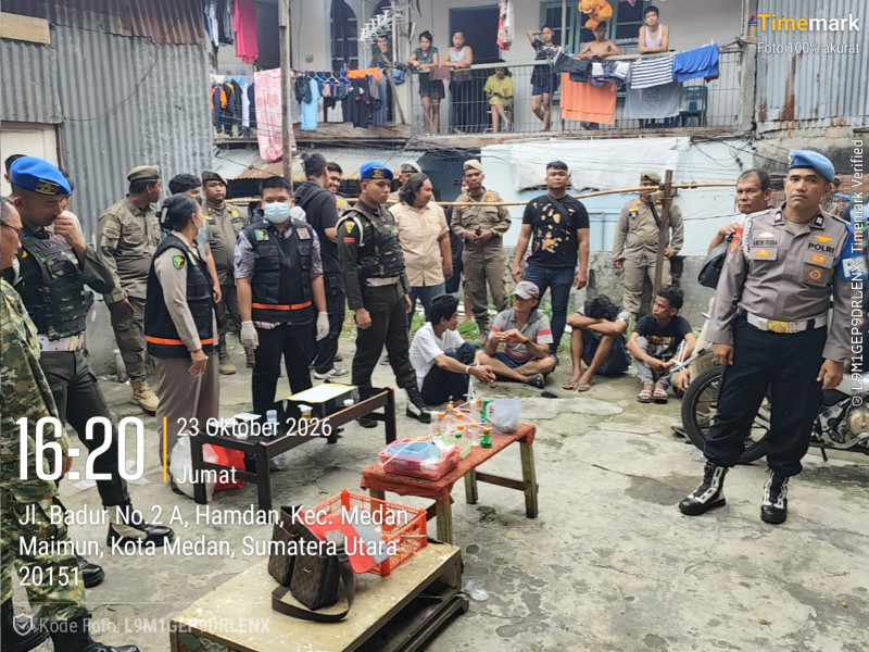 Polda Sumut Grebek Sarang Narkoba di Medan Maimun, 15 Orang Positif Pengguna